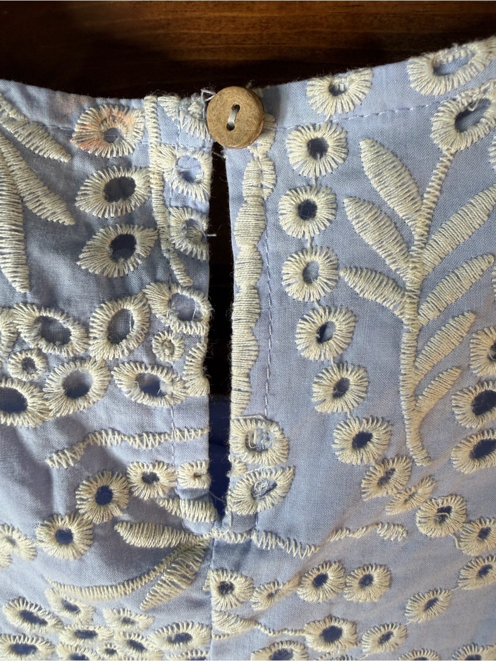 By Together 100% Cotton Light Blue Eyelet Lined Mini Dress With Pockets Size S - Picture 6 of 9